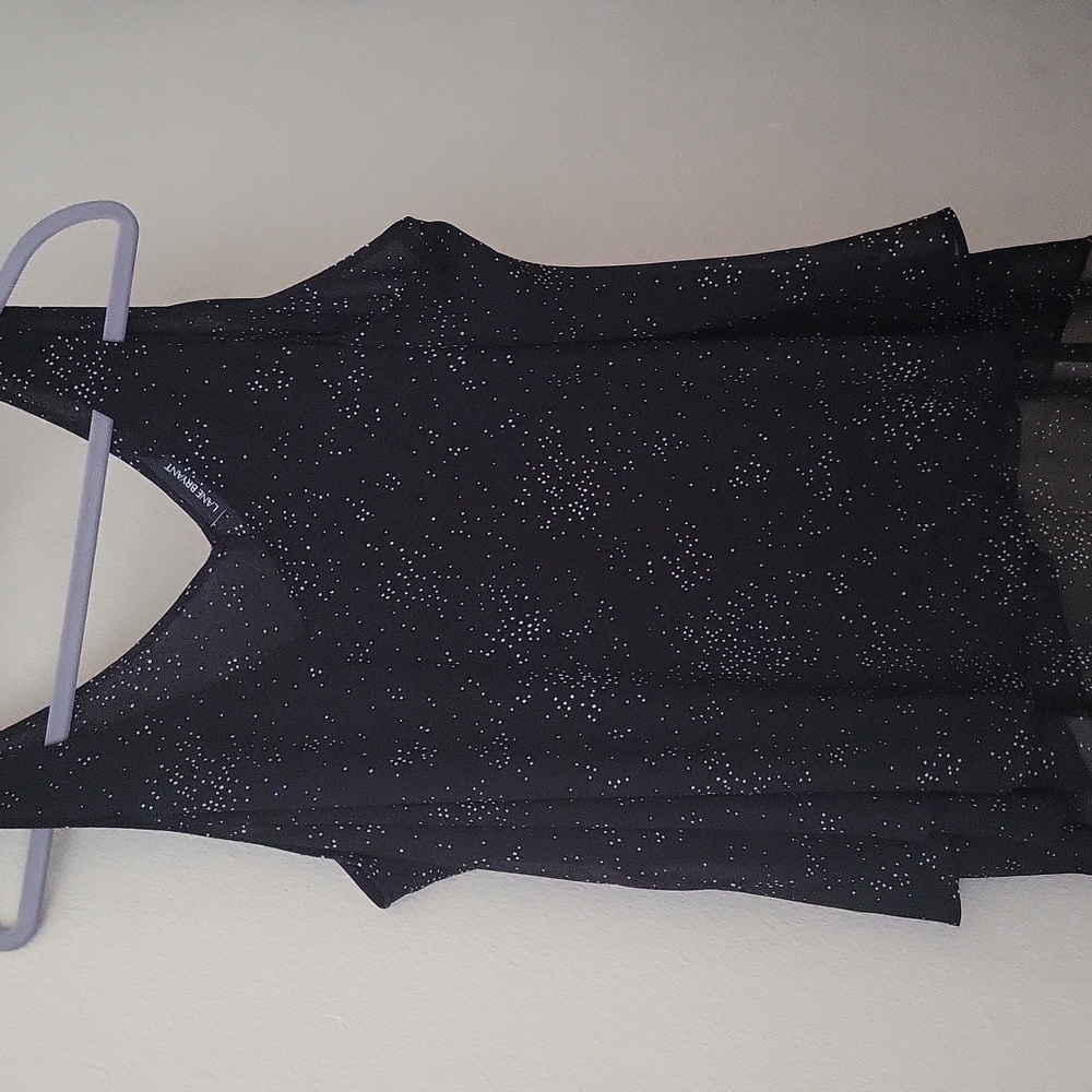 Lane Bryant Black Sleeveless Blouse With Mini Polka Dot Detail